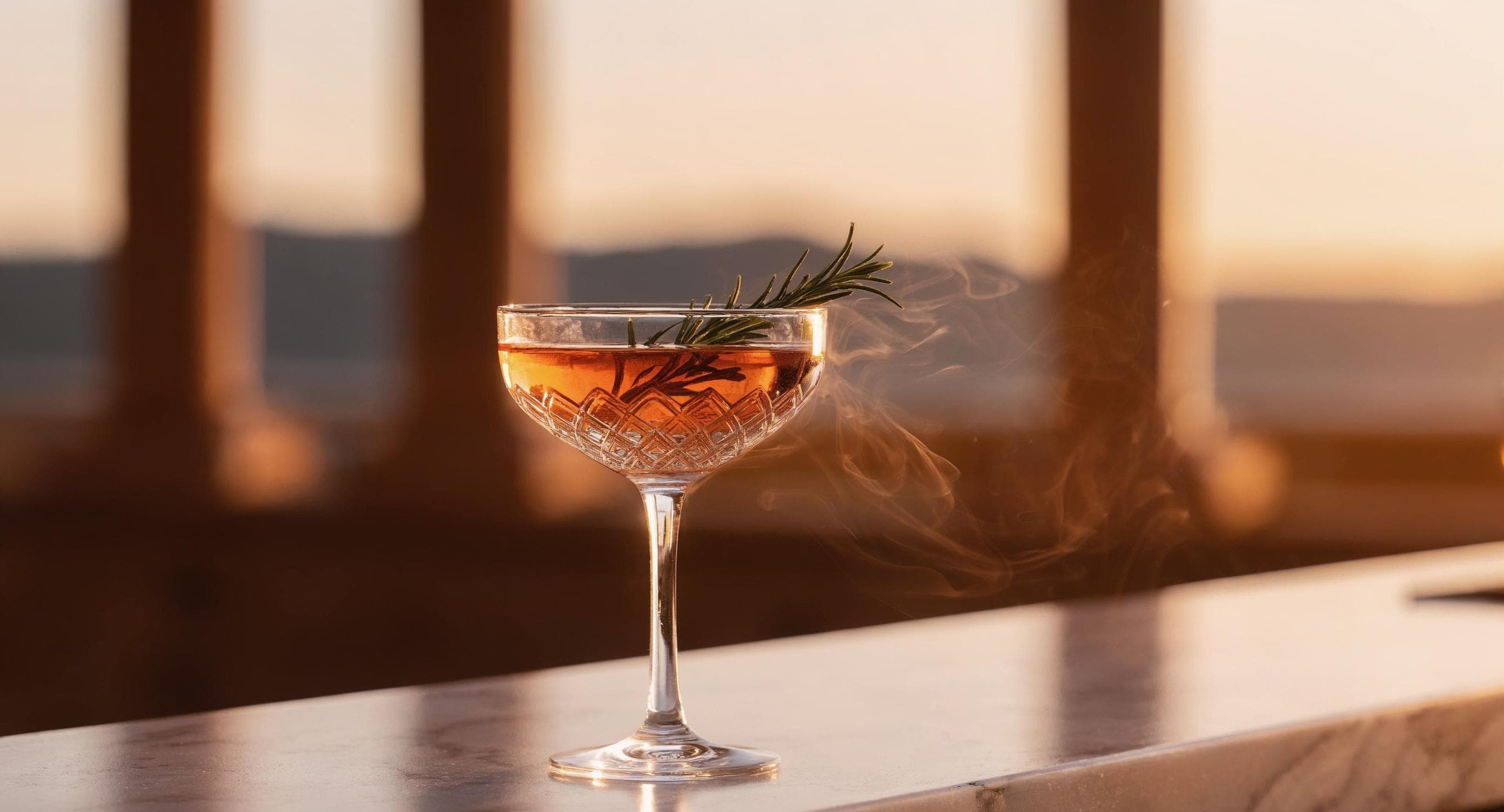 Le Phocéen, signature de la maison Massalia : gin au romarin, fumée d'olivier